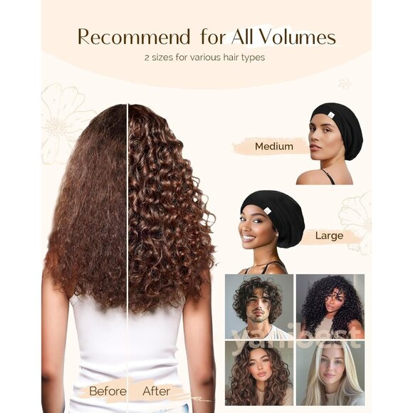 🆕Women's Silk Satin Bonnet Hair Cover Sleep Cap - Adjustable Slouchy Beanie - Picture 4 of 7